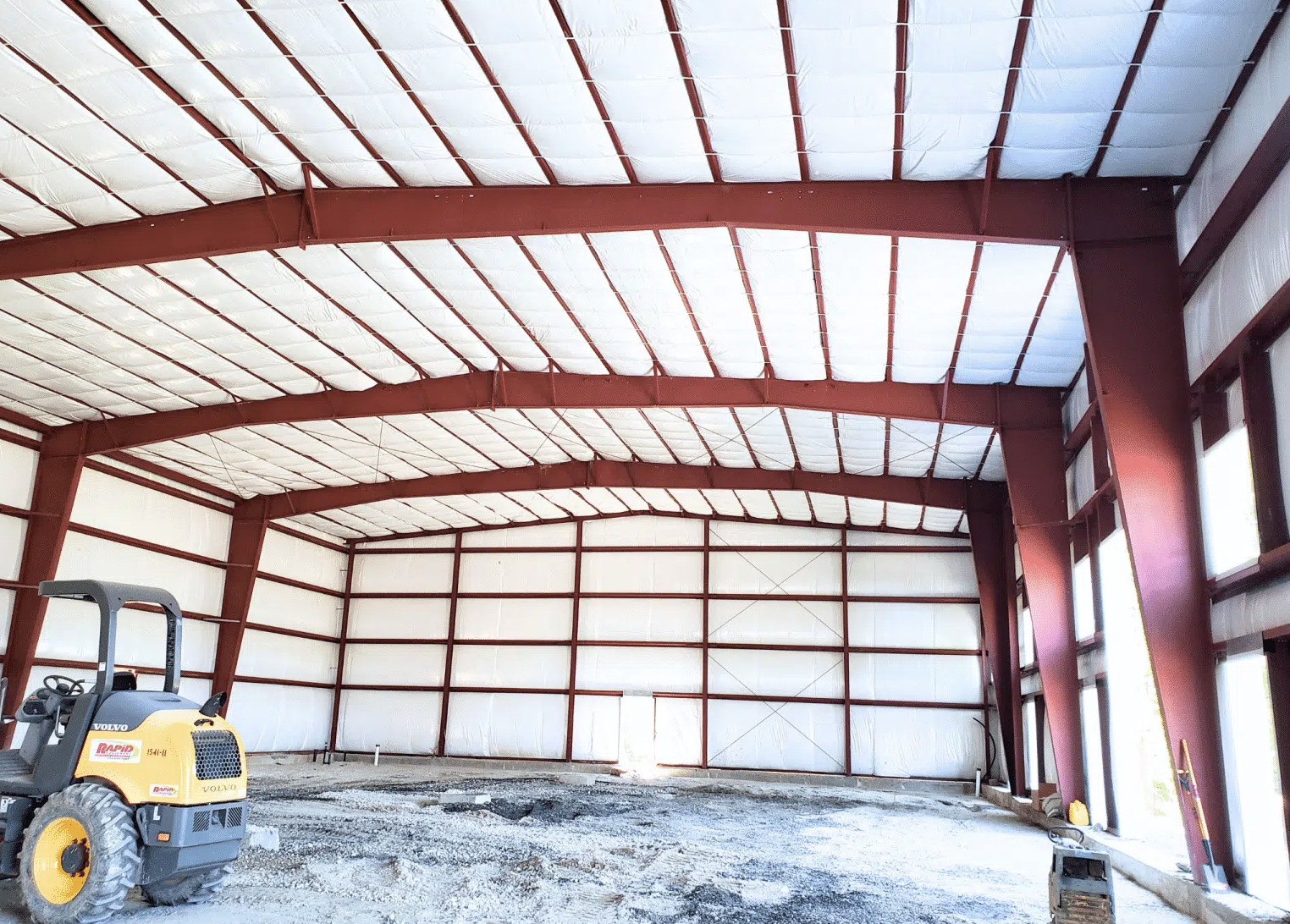 Red iron interior building frame