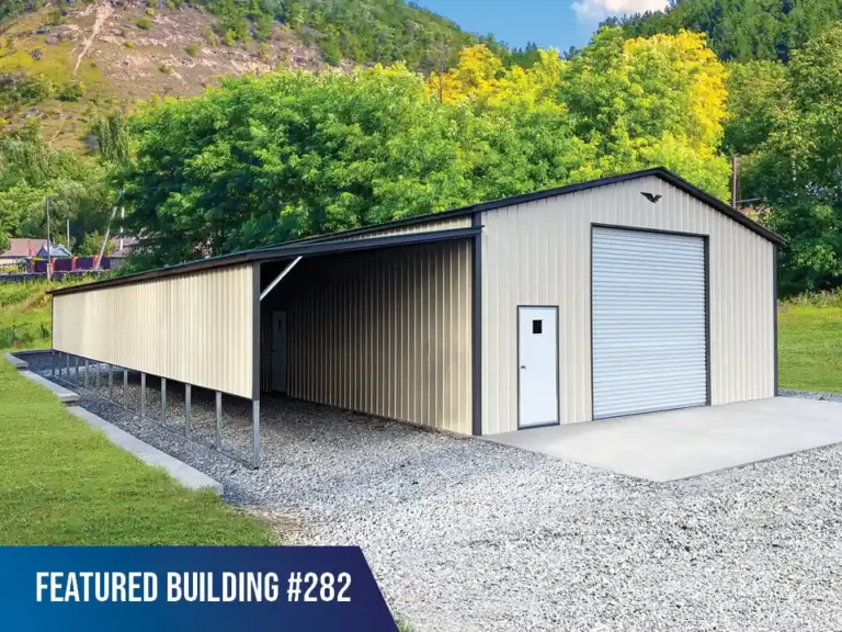 Metal Garage with 12' Lean-To