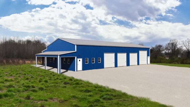 42x80x14/11 Metal Commercial Building with 10' Lean-To - Vertical Roof